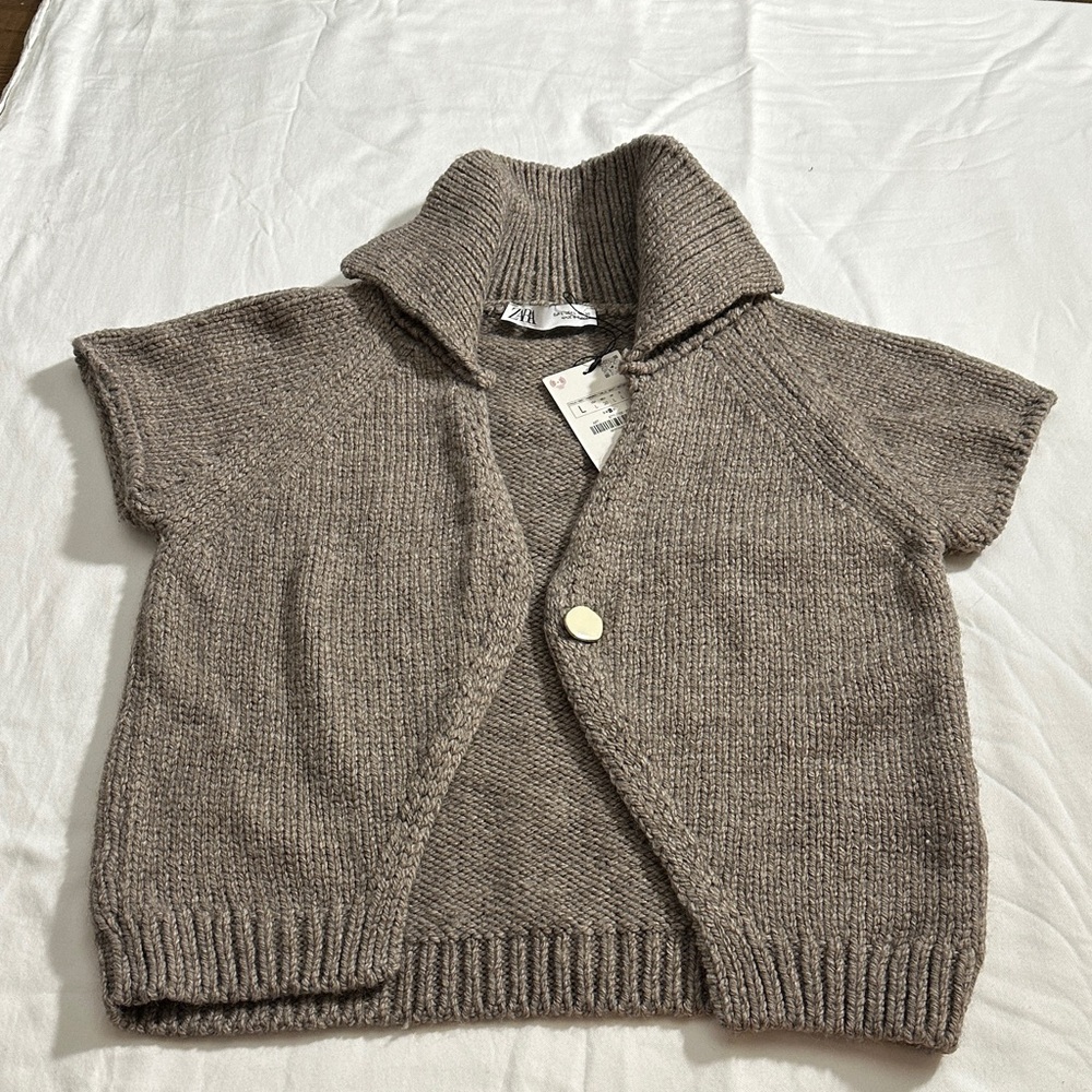 Zara Brown Short Sleeve Cardigan